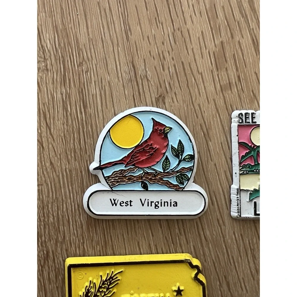 Vintage United States Map Classic Magnets Rubber Plastic Travel Lot Of 5